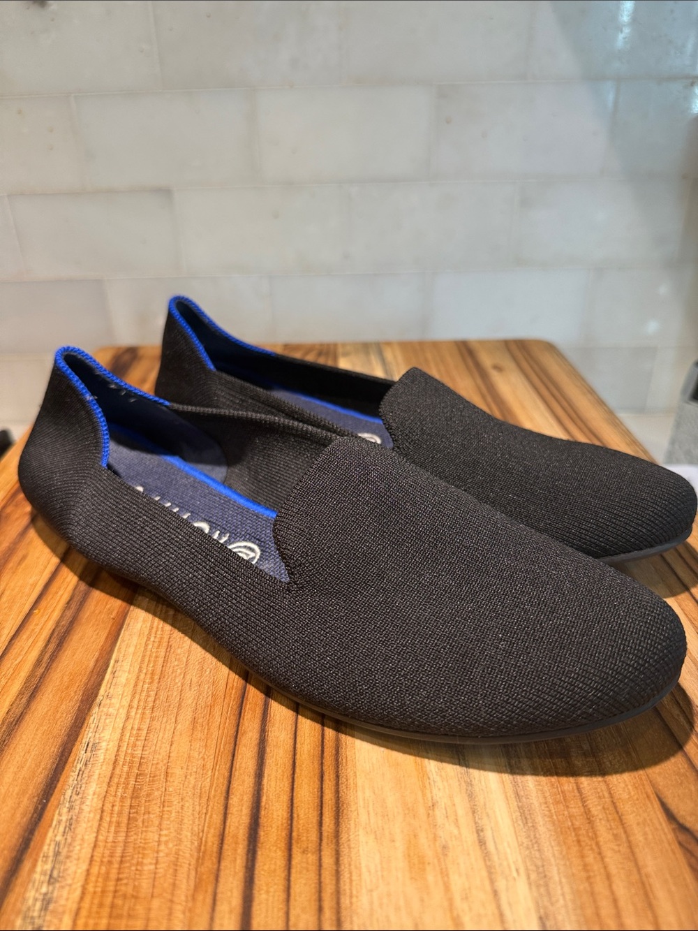 Rothy's Black Flats with Blue Lining